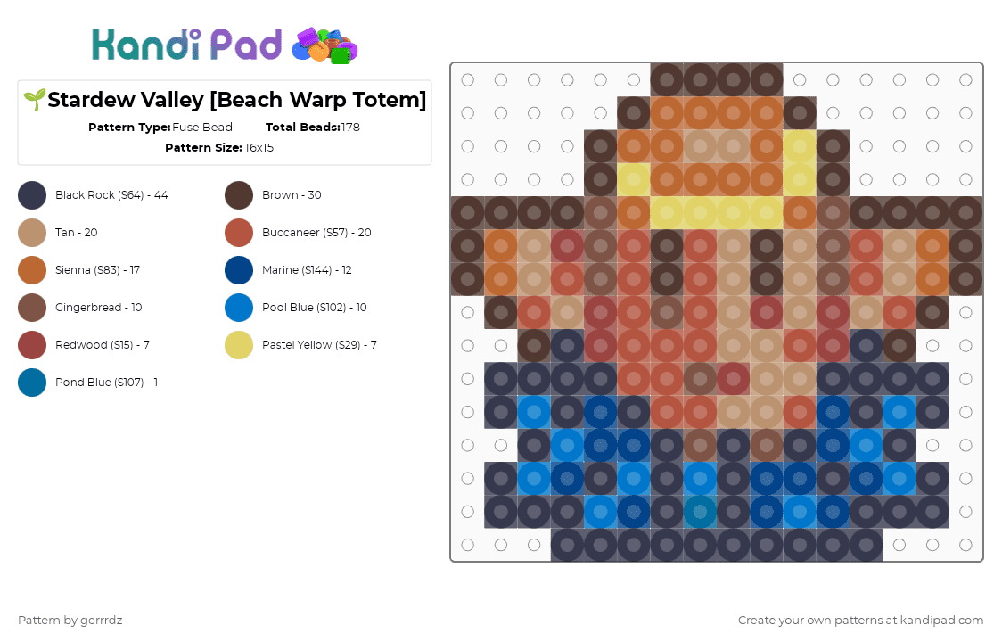 🌱Stardew Valley [Beach Warp Totem] - Fuse Bead Pattern by gerrrdz on Kandi Pad - purple,tan,blue,colorful,stardew valley