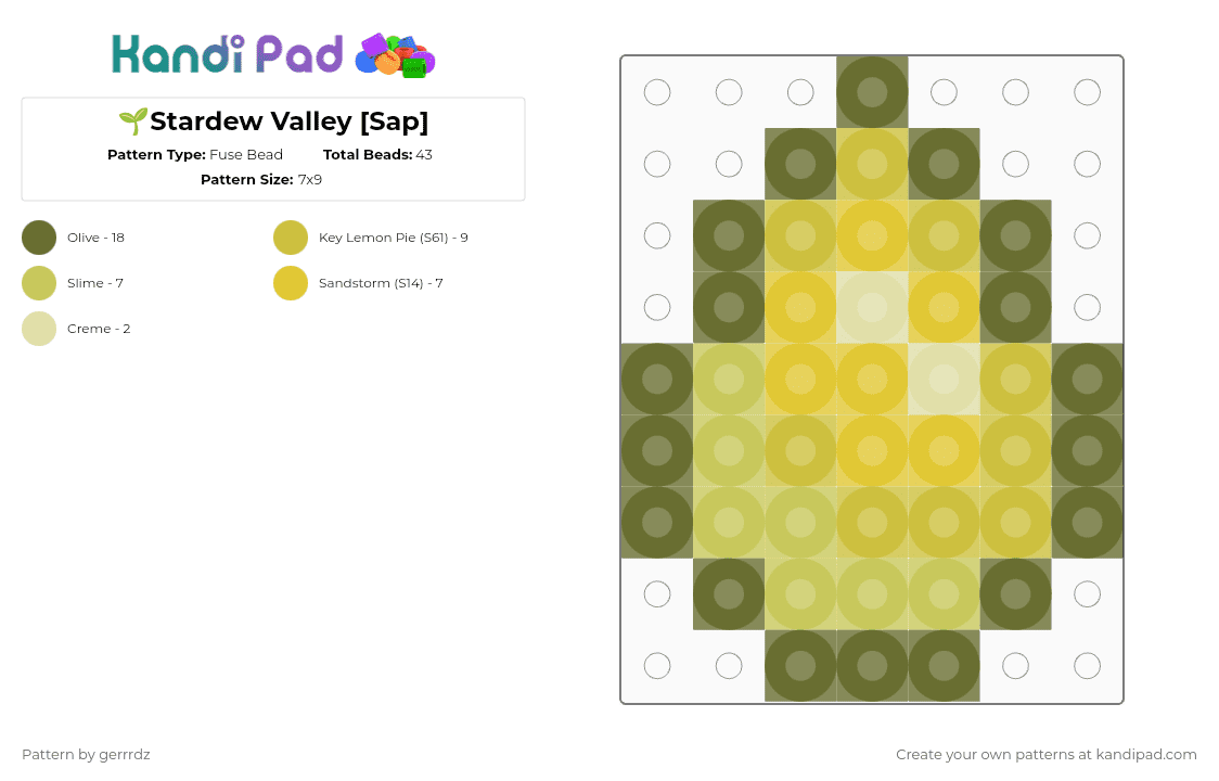 🌱Stardew Valley [Sap] - Fuse Bead Pattern by gerrrdz on Kandi Pad - gold,yellow,stardew valley,games