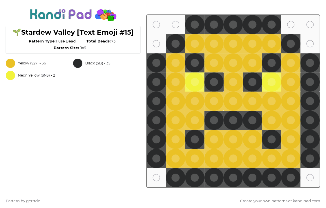 🌱Stardew Valley [Text Emoji #15] - Fuse Bead Pattern by gerrrdz on Kandi Pad - black,yellow,stardew valley,emoji