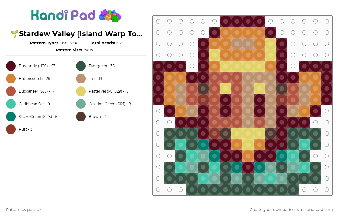 🌱Stardew Valley [Island Warp Totem] - Fuse Bead Pattern by gerrrdz on Kandi Pad - brown,orange,gray,stardew valley