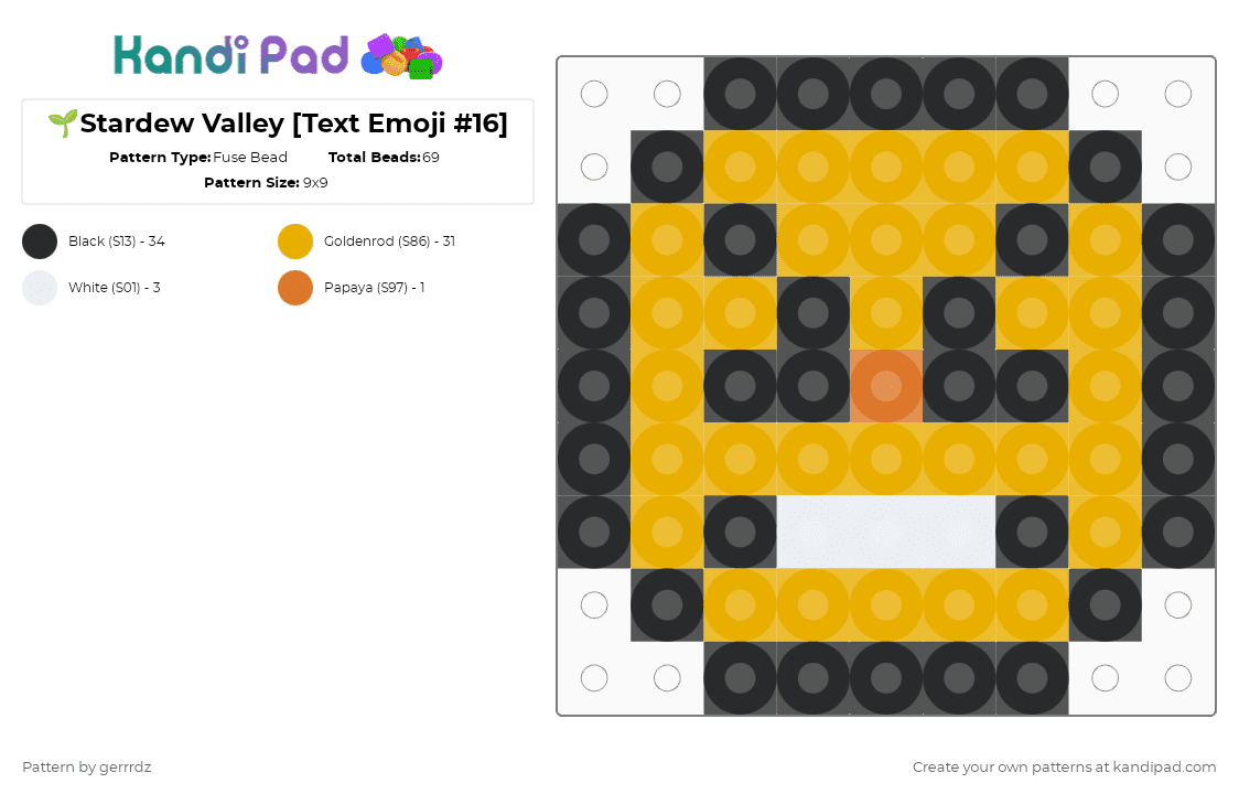 🌱Stardew Valley [Text Emoji #16] - Fuse Bead Pattern by gerrrdz on Kandi Pad - orange,stardew valley,emoji