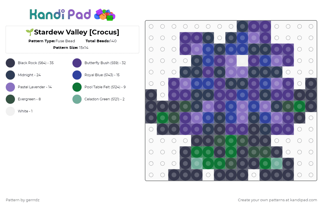 🌱Stardew Valley [Crocus] Fuse Bead Pattern - Kandi Pad | Kandi Patterns ...