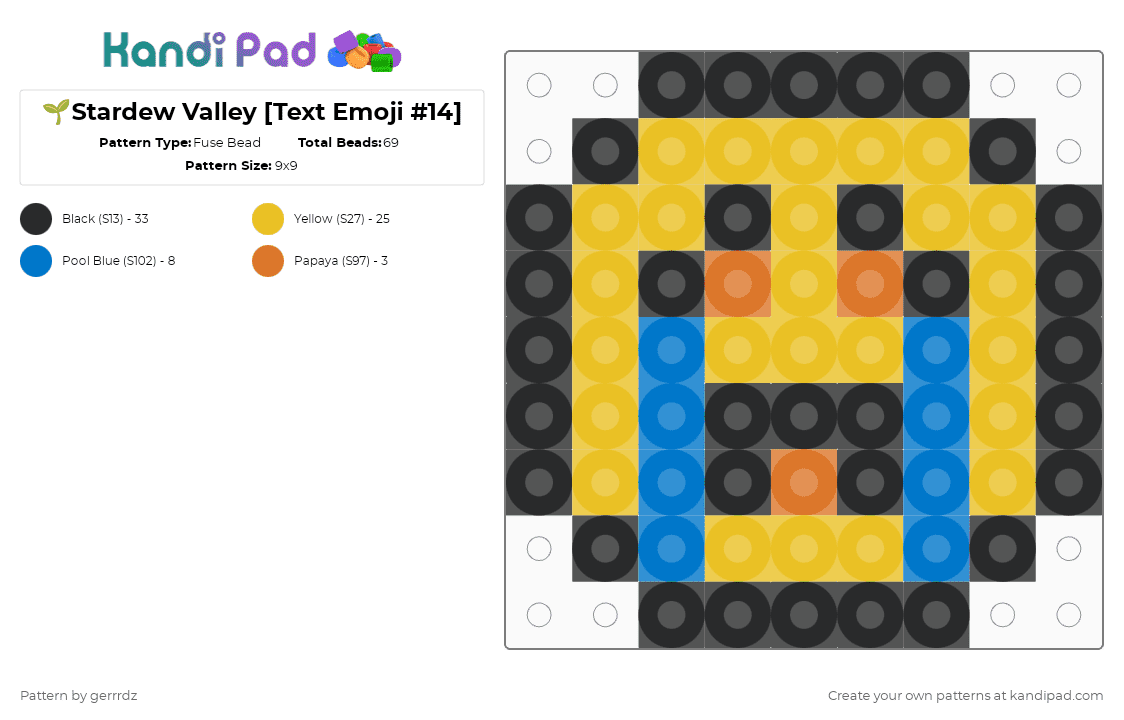 🌱Stardew Valley [Text Emoji #14] - Fuse Bead Pattern by gerrrdz on Kandi Pad - yellow,stardew valley,emoji