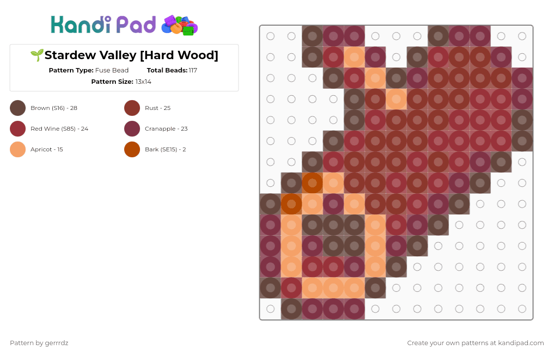 🌱Stardew Valley [Hard Wood] - Fuse Bead Pattern by gerrrdz on Kandi Pad - brown,red,stardew valley,games