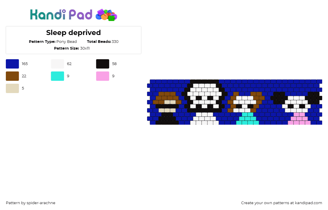 Sleep deprived - Pony Bead Pattern by spider-arachne on Kandi Pad - apandah,sleep deprived,podcast,characters,cuff,blue,white