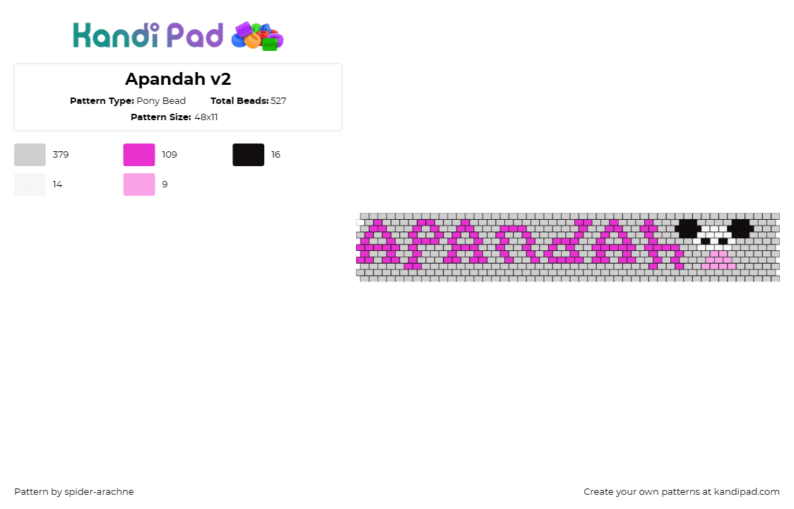 Apandah v2 - Pony Bead Pattern by spider-arachne on Kandi Pad - apandah,cuff