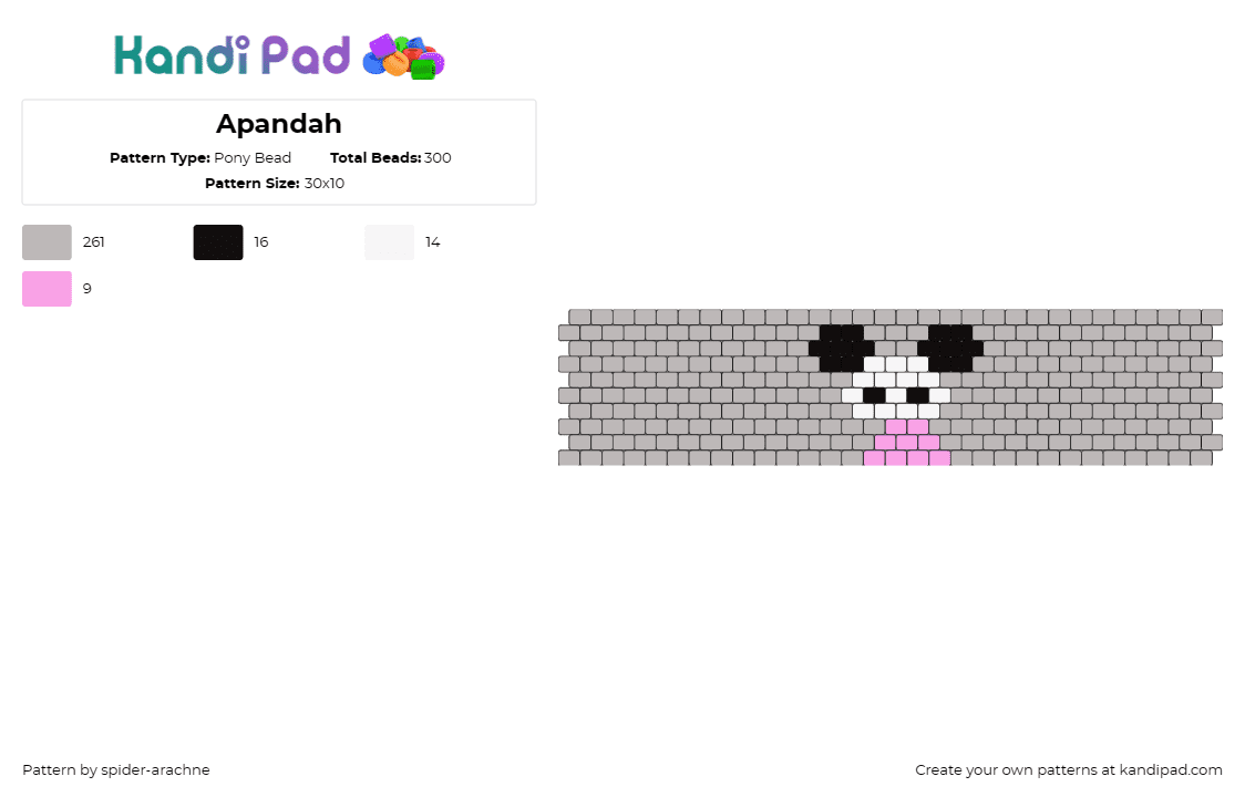 Apandah - Pony Bead Pattern by spider-arachne on Kandi Pad - apandah,podcast,cuff,gray