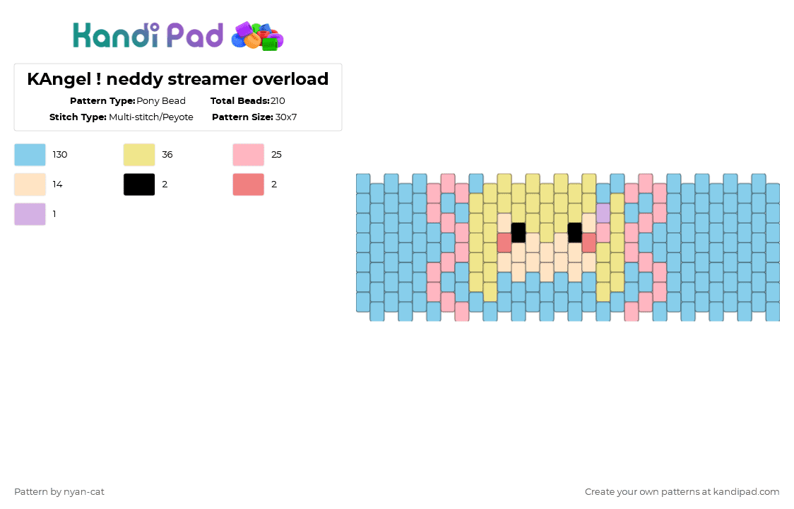 KAngel ! neddy streamer overload - Pony Bead Pattern by nyan-cat on Kandi Pad - light blue,nso,kangel,game,japan,neddy streamer overload,ame chan,streamer,kandi