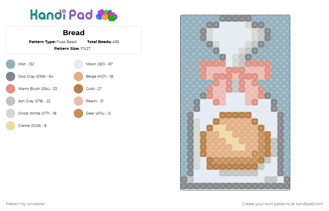 Bread - Fuse Bead Pattern by deleted_user_136536 on Kandi Pad - beige,light blue