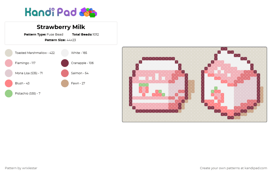 Strawberry Milk - Fuse Bead Pattern by wrixlestar on Kandi Pad - beige