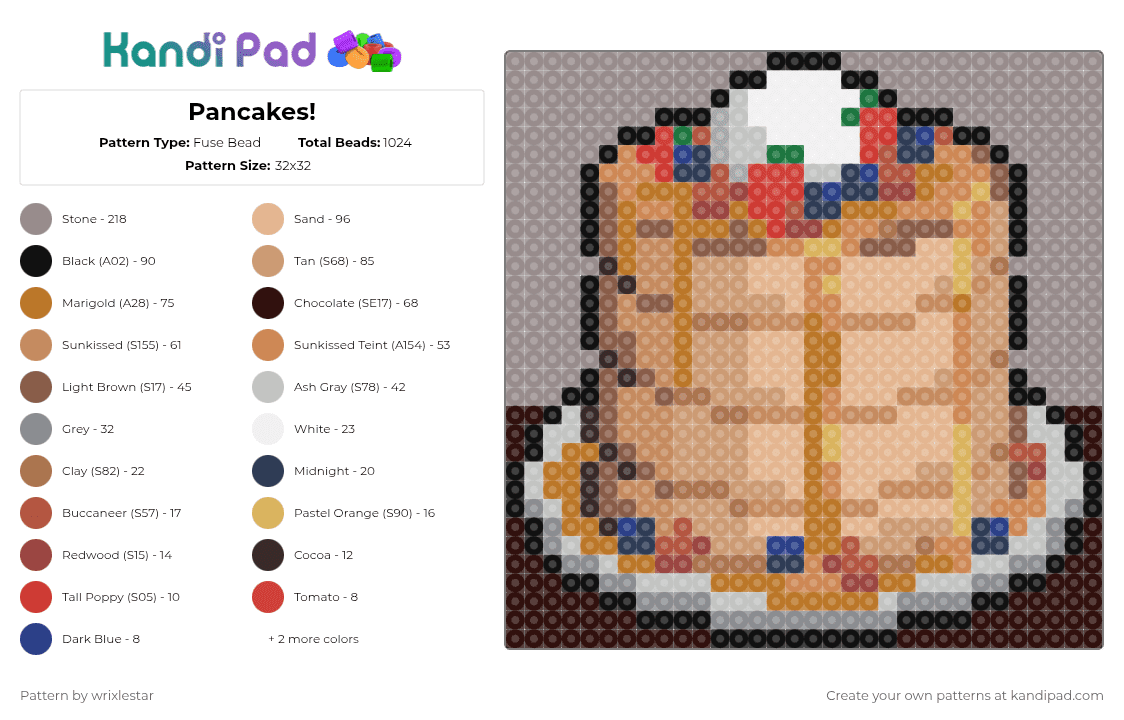 Pancakes - Fuse Bead Pattern by wrixlestar on Kandi Pad - tan,beige,gray