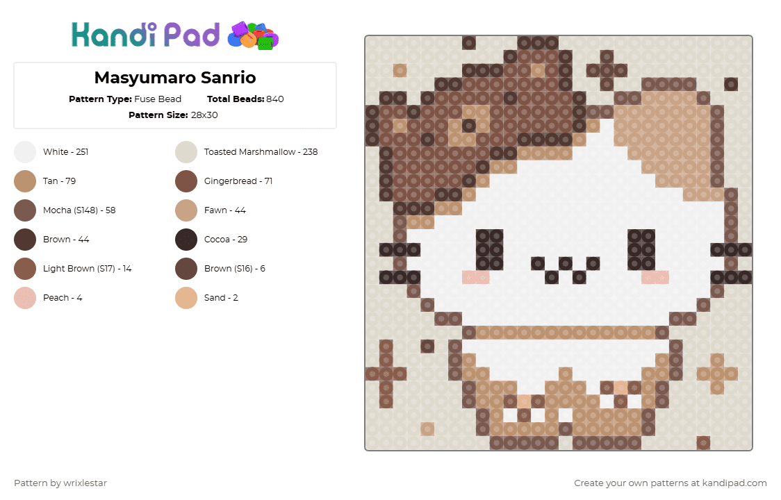 Masyumaro Sanrio - Fuse Bead Pattern by deleted_user_136536 on Kandi Pad - beige