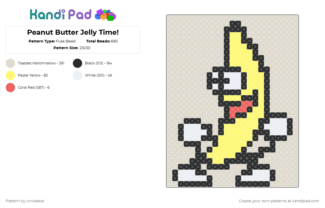 Peanut Butter Jelly Time! - Fuse Bead Pattern by wrixlestar on Kandi Pad - beige