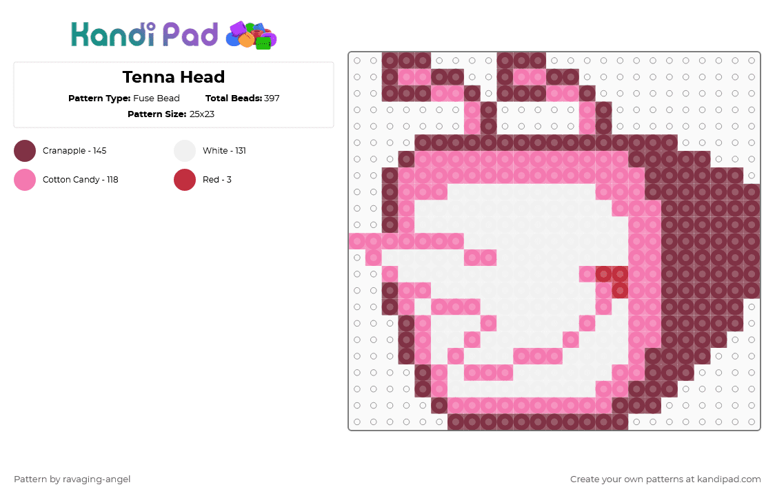 Tenna Head - Fuse Bead Pattern by ravaging-angel on Kandi Pad - brown,pink,tenna,deltarune,mr ant tenna,legend of tenna,utdr,toby fox