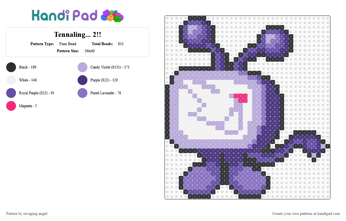 Tennaling... 2!! - Fuse Bead Pattern by ravaging-angel on Kandi Pad - 