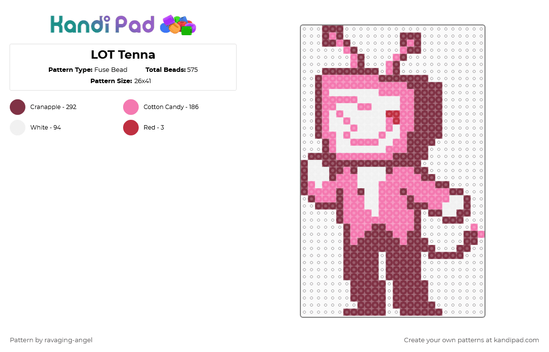 LOT-styled Tenna - Fuse Bead Pattern by ravaging-angel on Kandi Pad - brown,pink,tenna,deltarune,legend of tenna,mr ant tenna