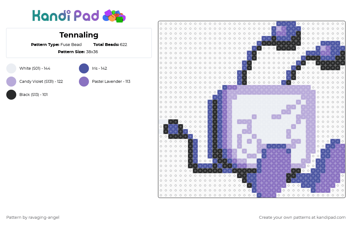 Tennaling - Fuse Bead Pattern by ravaging-angel on Kandi Pad - purple,pink,tenna,deltarune,mr ant tenna,tennaling