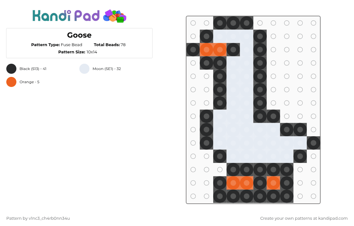 Goose - Fuse Bead Pattern by v1nc3_ch4rb0nn34u on Kandi Pad - white,goose,cute,simple