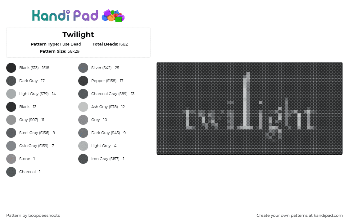 Twilight - Fuse Bead Pattern by boopdeesnoots on Kandi Pad - twilight,vampires