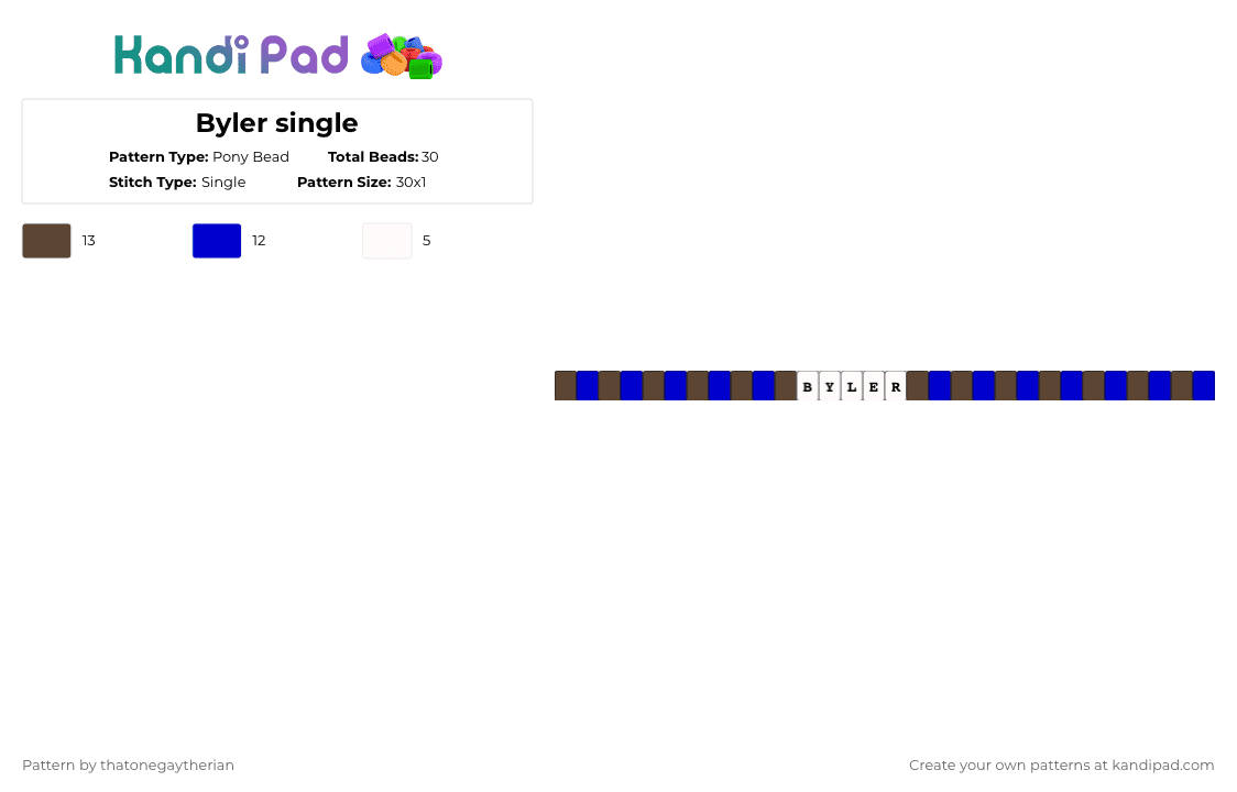Byler single - Pony Bead Pattern by thatonegaytherian on Kandi Pad - brown,purple,strangerthings,byler,shows