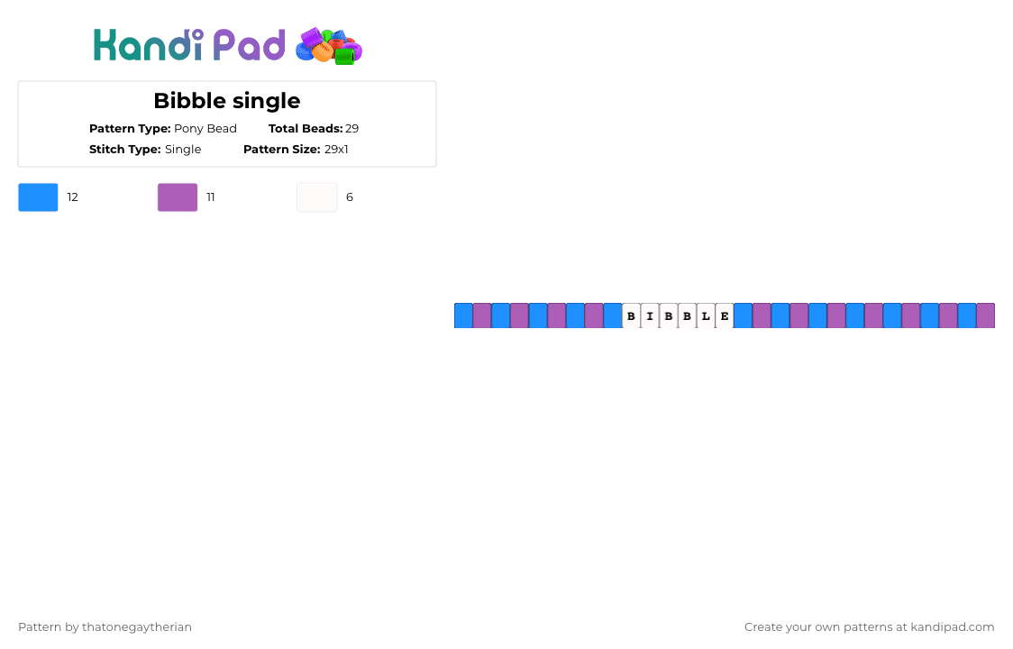 Bibble single - Pony Bead Pattern by thatonegaytherian on Kandi Pad - light blue,pink,bibble,barbie,barbiefairytopia