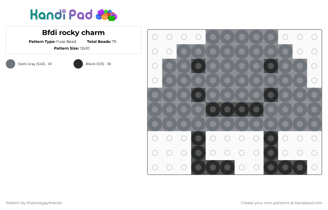 Bfdi rocky charm - Fuse Bead Pattern by thatonegaytherian on Kandi Pad - gray,bfdi,battlefordreamisland,rocky,shows,cartoon