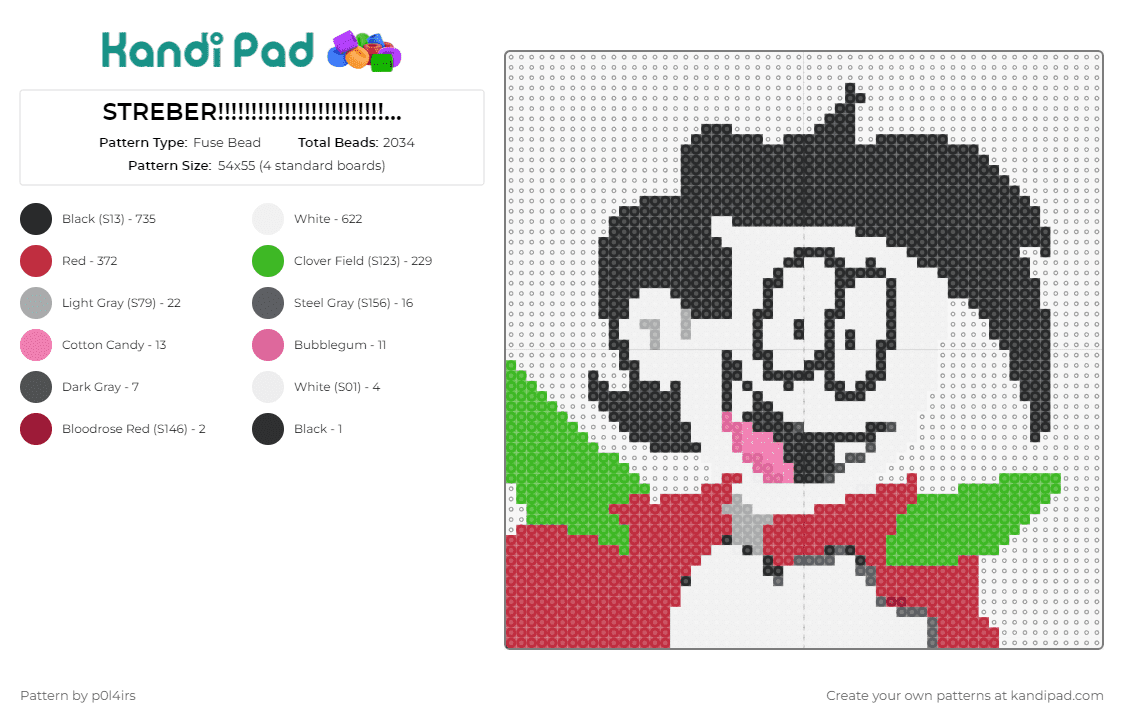 STREBER!!!!!!!!!!!!!!!!!!!!!!!!!!!!!!!!!!!!!!!!!!!!!!!!!!! - Fuse Bead Pattern by p0l4irs on Kandi Pad - streber,spooky month,vampire,character,cartoon,animated,playful,expressive,halloween,red,white