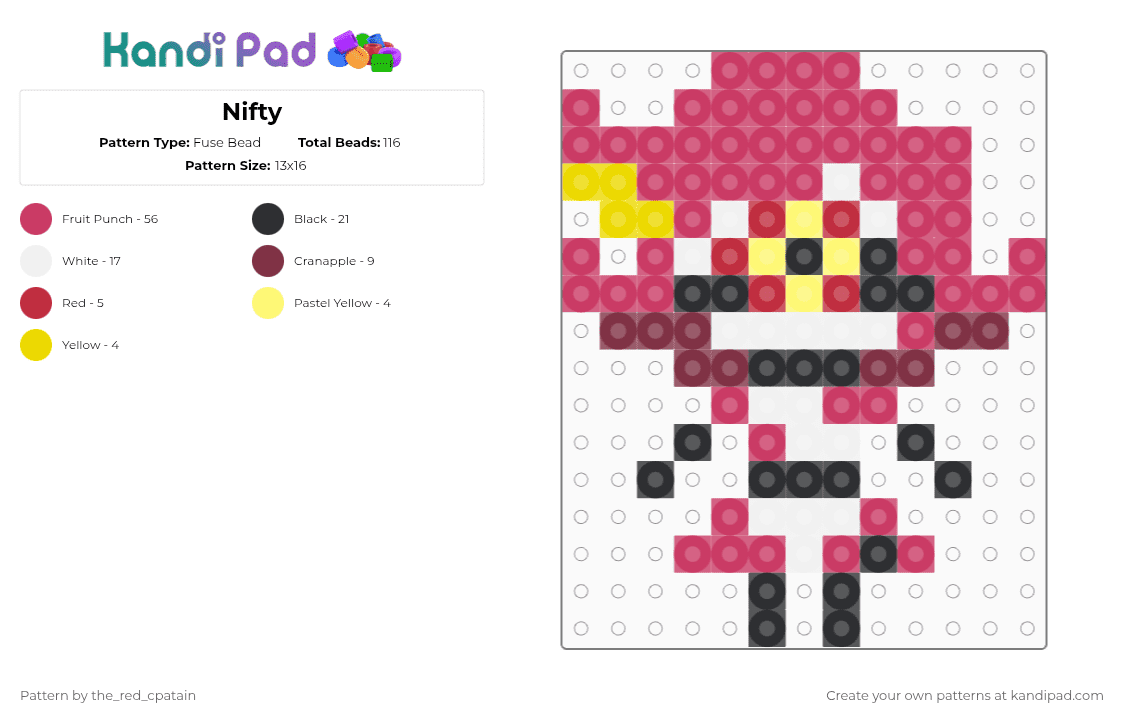 Nifty - Fuse Bead Pattern by the_red_cpatain on Kandi Pad - pink