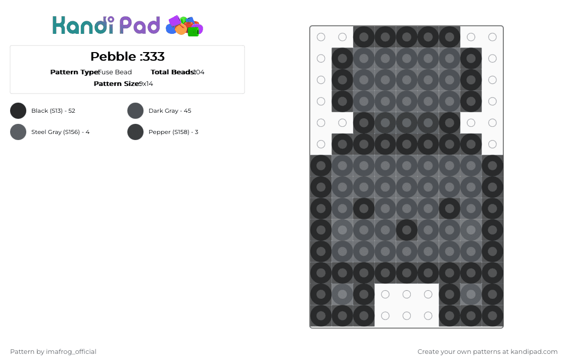 Pebble :333 Fuse Bead Pattern - Kandi Pad | Kandi Patterns, Fuse Bead ...