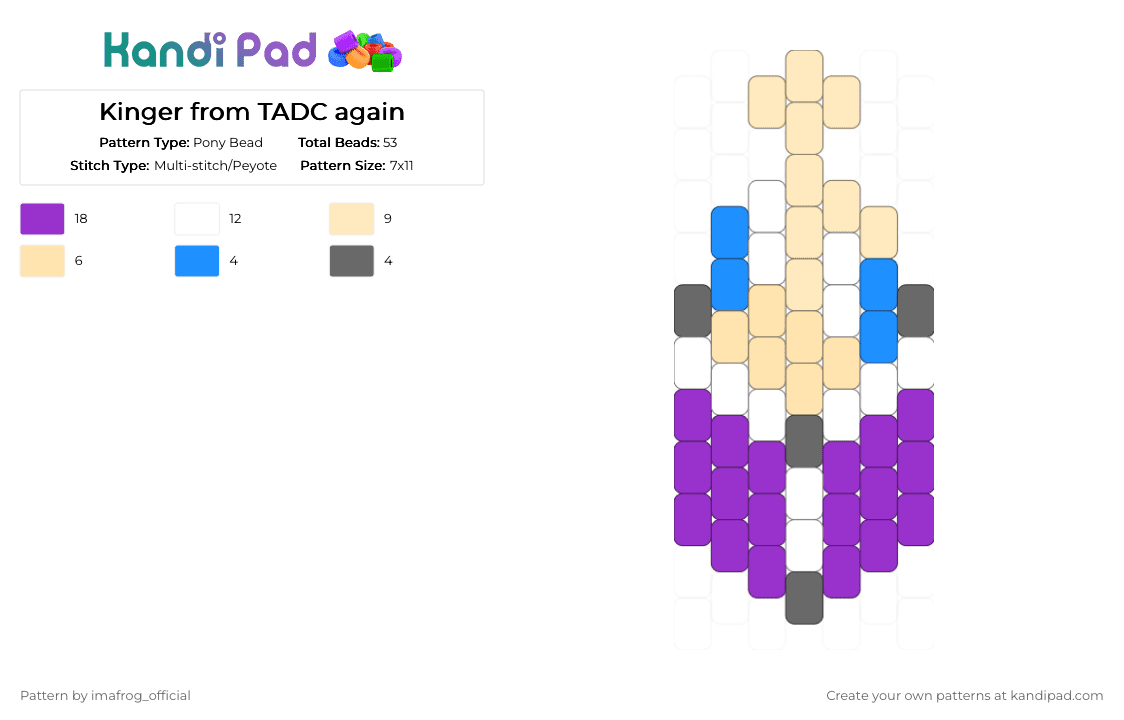 Kinger from TADC again - Pony Bead Pattern by imafrog_official on Kandi Pad - beige,purple,idkwhattoputhere,kinger,tadc,chess