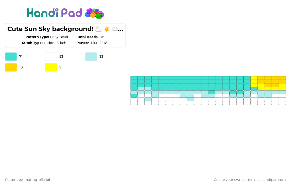 Cute Sun Sky background! ⛅️ ☀️ ☁️ 🌌 💜 - Pony Bead Pattern by imafrog_official on Kandi Pad - light blue