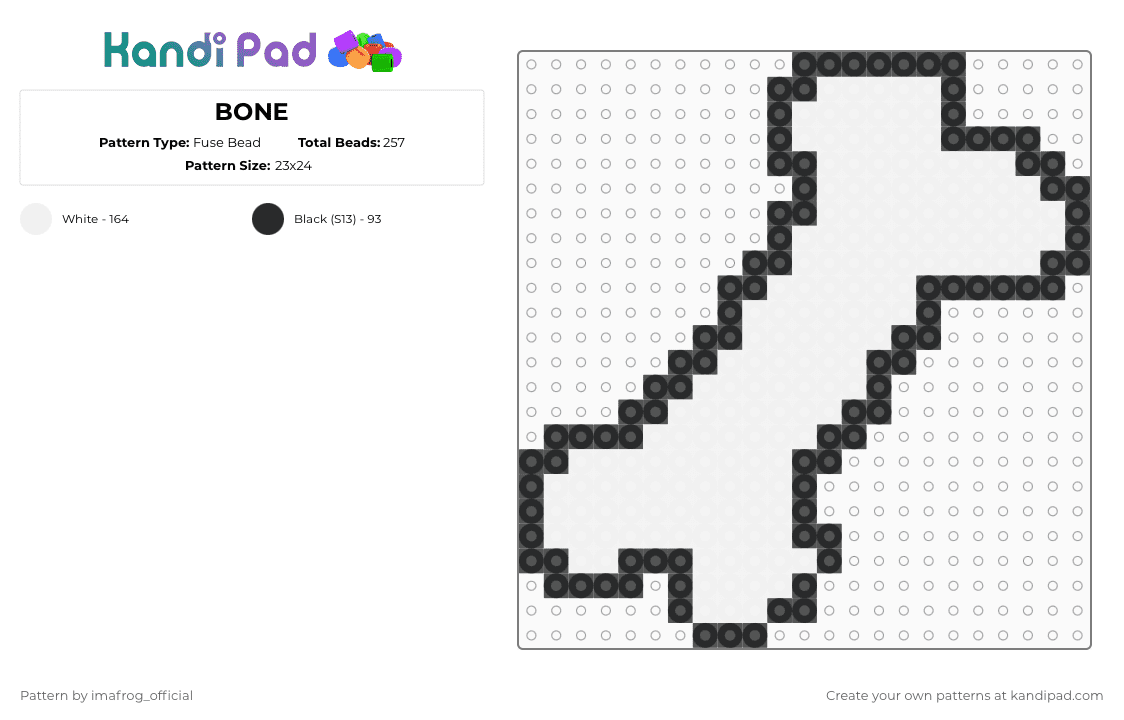 BONE - Fuse Bead Pattern by imafrog_official on Kandi Pad - black,white