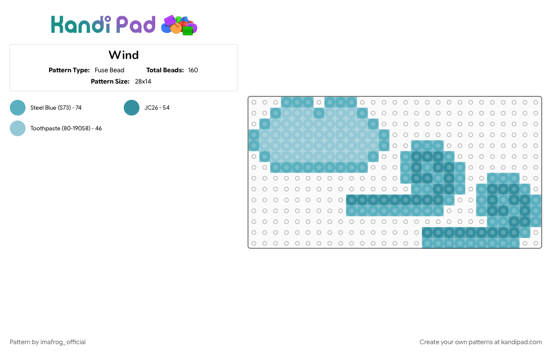 Wind - Fuse Bead Pattern by imafrog_official on Kandi Pad - cloud, cotd, cotdwind, light blue, teal, wind