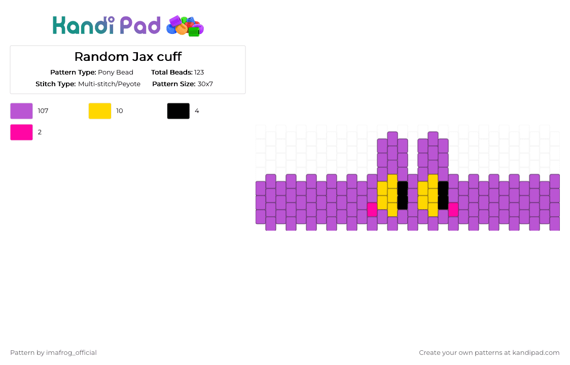 Random Jax cuff - Pony Bead Pattern by imafrog_official on Kandi Pad - pink,jax,tadc,theamazingdigitalcircus,bunny,rabbit