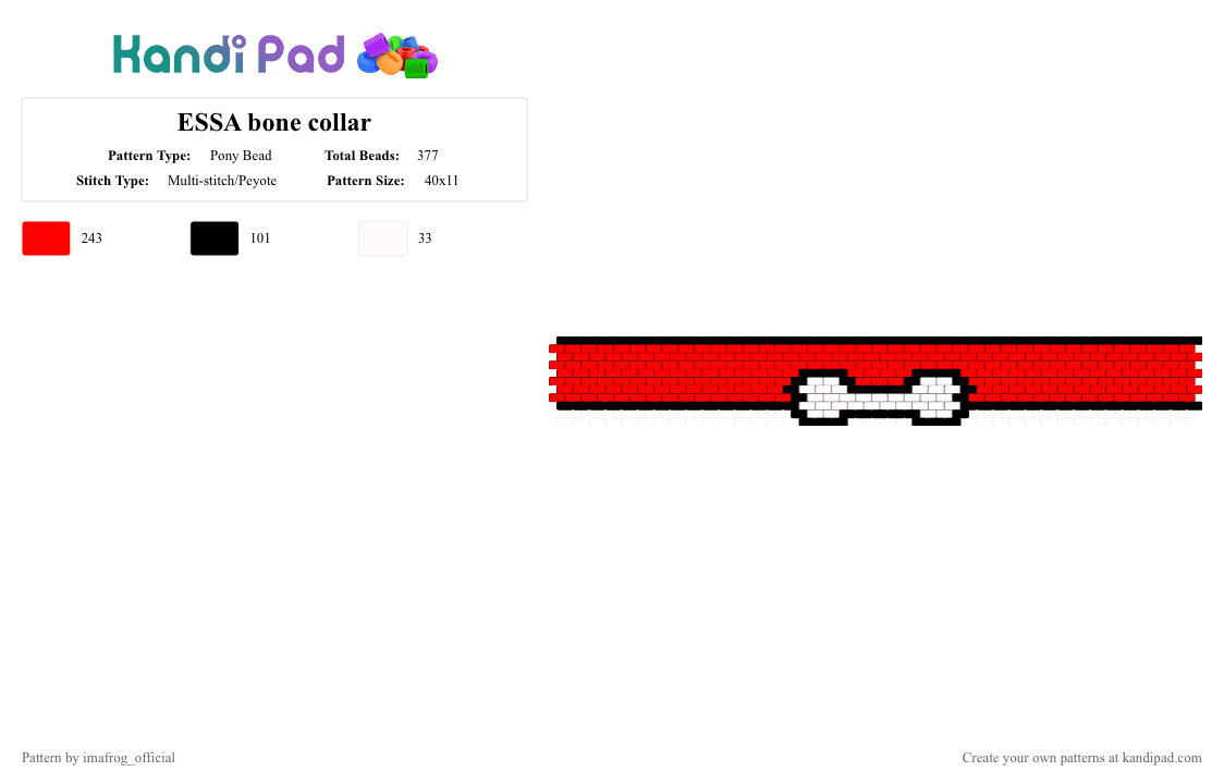 ESSA bone collar - Pony Bead Pattern by imafrog_official on Kandi Pad - bone, collar, essa, red