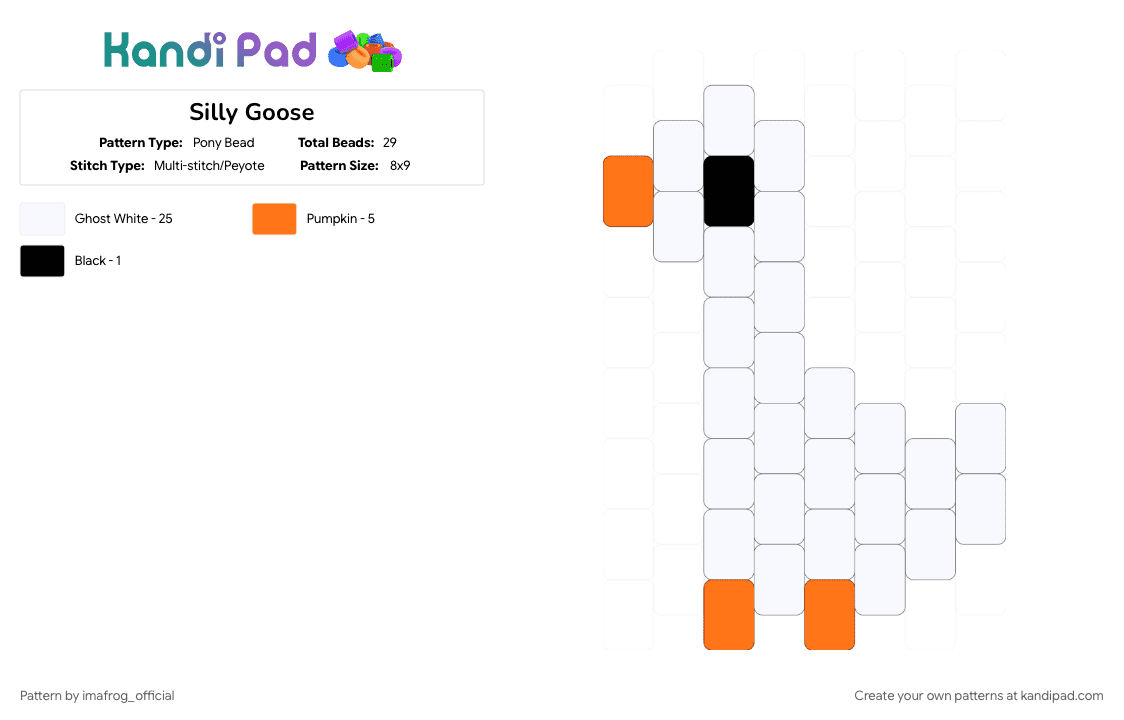 Silly Goose - Pony Bead Pattern by imafrog_official on Kandi Pad - duck, geese, goose, silly, white