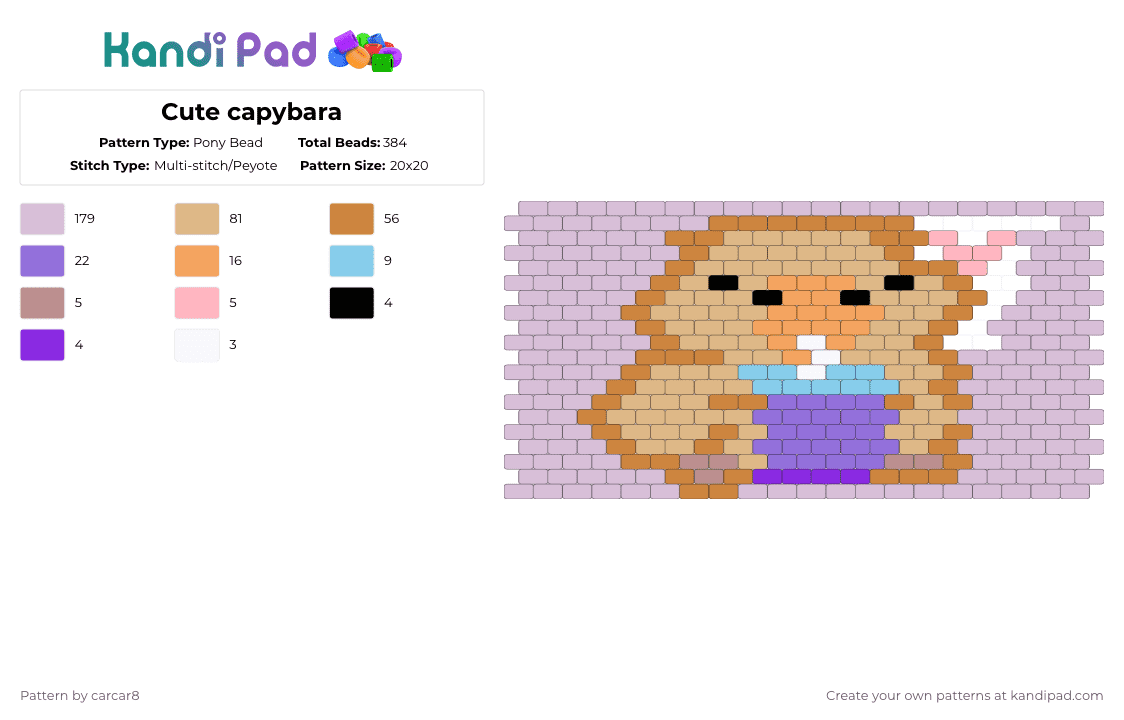Cute capybara - Pony Bead Pattern by carcar8 on Kandi Pad - beige,orange,pink