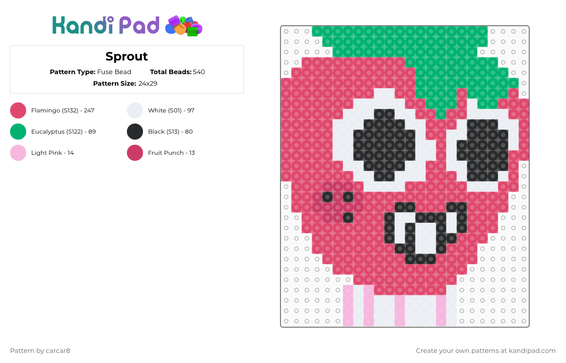 Sprout - Fuse Bead Pattern by carcar8 on Kandi Pad - red