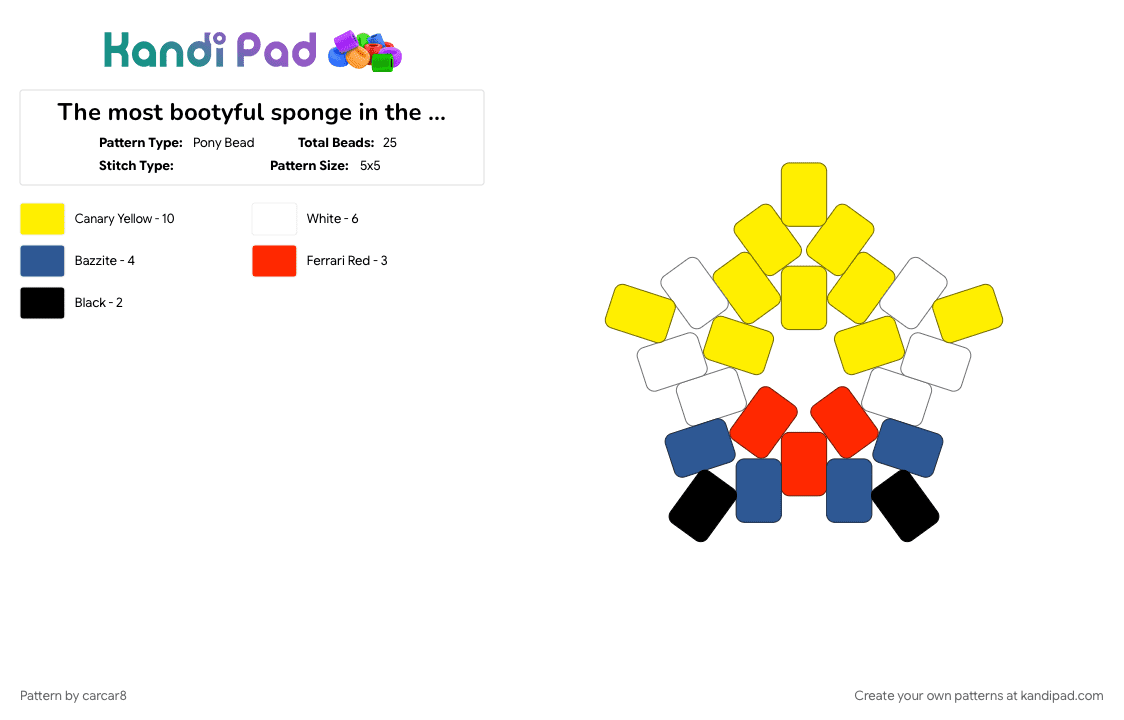 The most bootyful sponge in the world! (spongebob) - Pony Bead Pattern by carcar8 on Kandi Pad - yellow