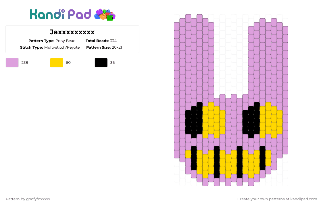 Jaxxxxxxxxx - Pony Bead Pattern by goofyfoxxxxx on Kandi Pad - pink,jax,purple,yellow,black