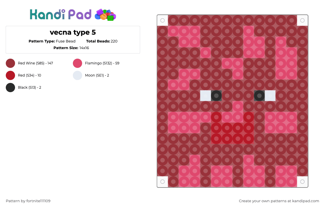 vecna type 5 - Fuse Bead Pattern by fortnite111109 on Kandi Pad - red