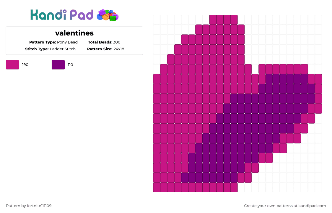 valentines - Pony Bead Pattern by fortnite111109 on Kandi Pad - pink