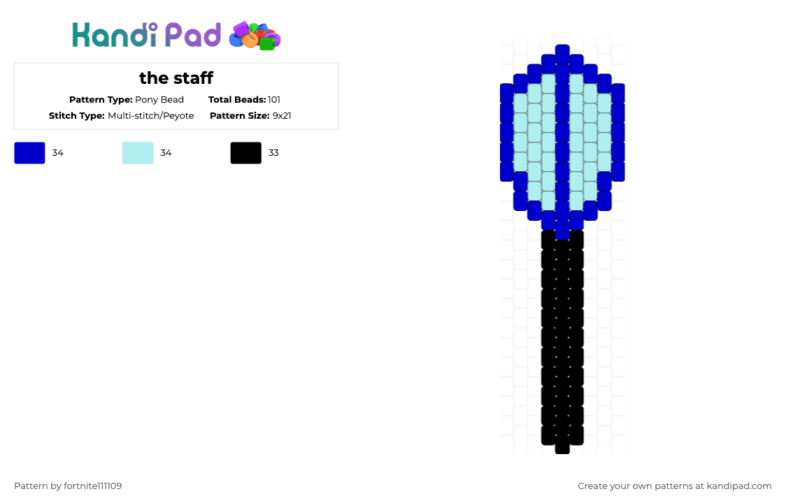 the staff - Pony Bead Pattern by fortnite111109 on Kandi Pad - purple,light blue