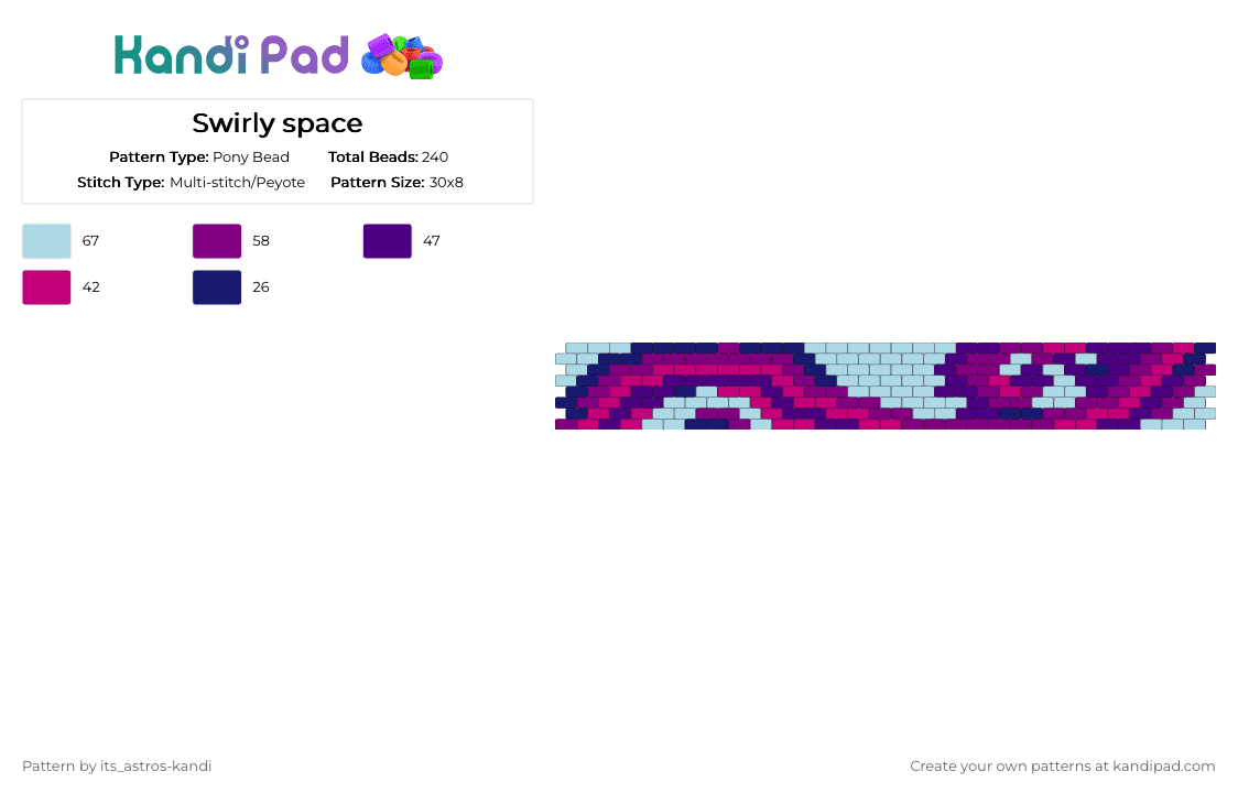 Swirly space - Pony Bead Pattern by its_astros-kandi on Kandi Pad - pink,cotdgalaxyprint