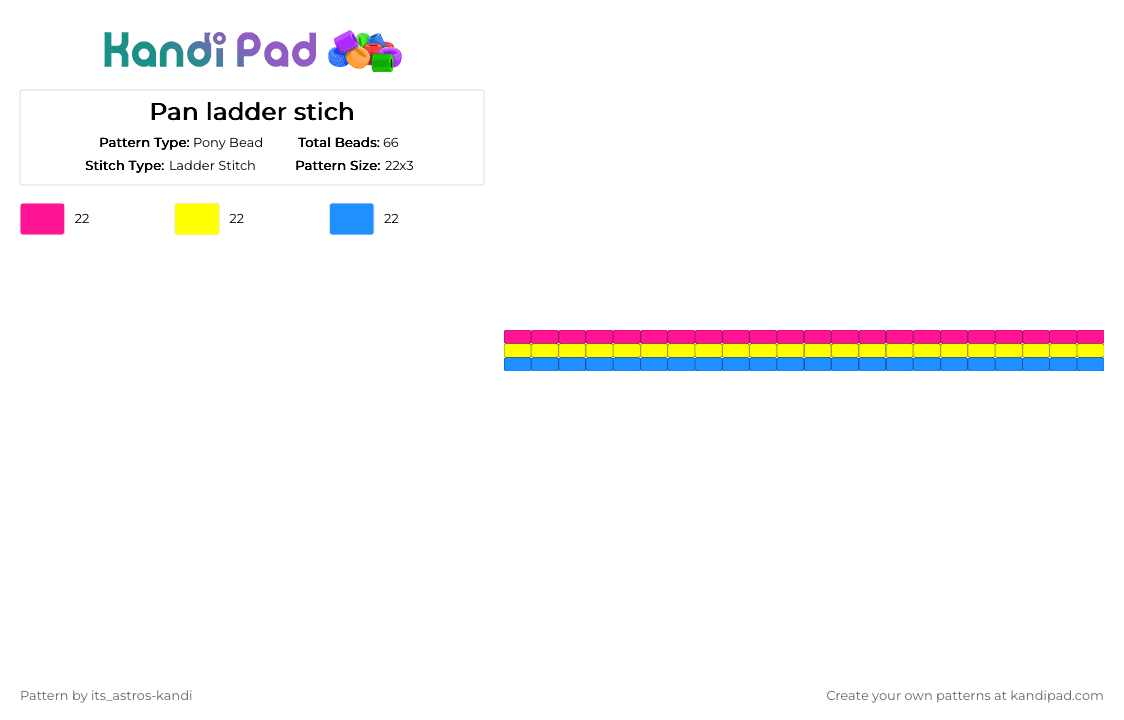 Pan ladder stich - Pony Bead Pattern by its_astros-kandi on Kandi Pad - pink,yellow,light blue,pan,pride,gay
