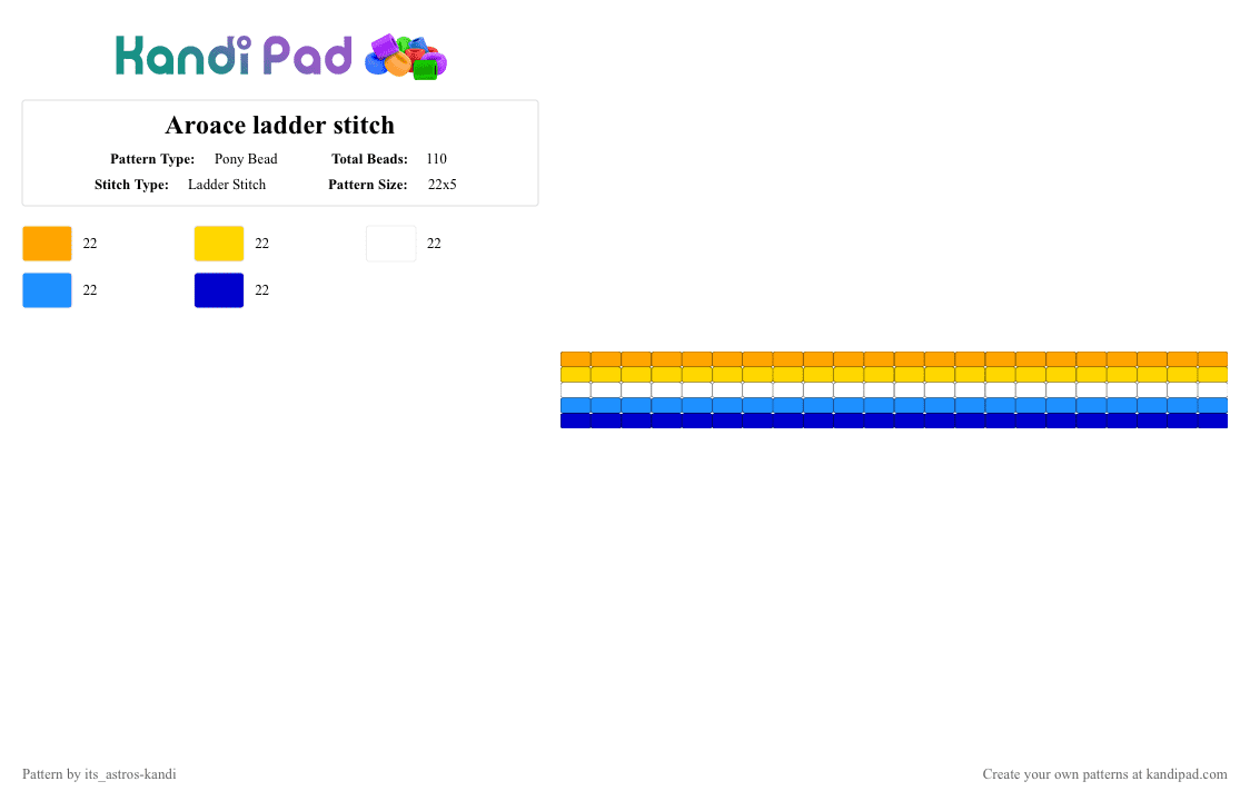 Aroace ladder stitch - Pony Bead Pattern by its_astros-kandi on Kandi Pad - orange,yellow,light blue,purple,aroace,pride