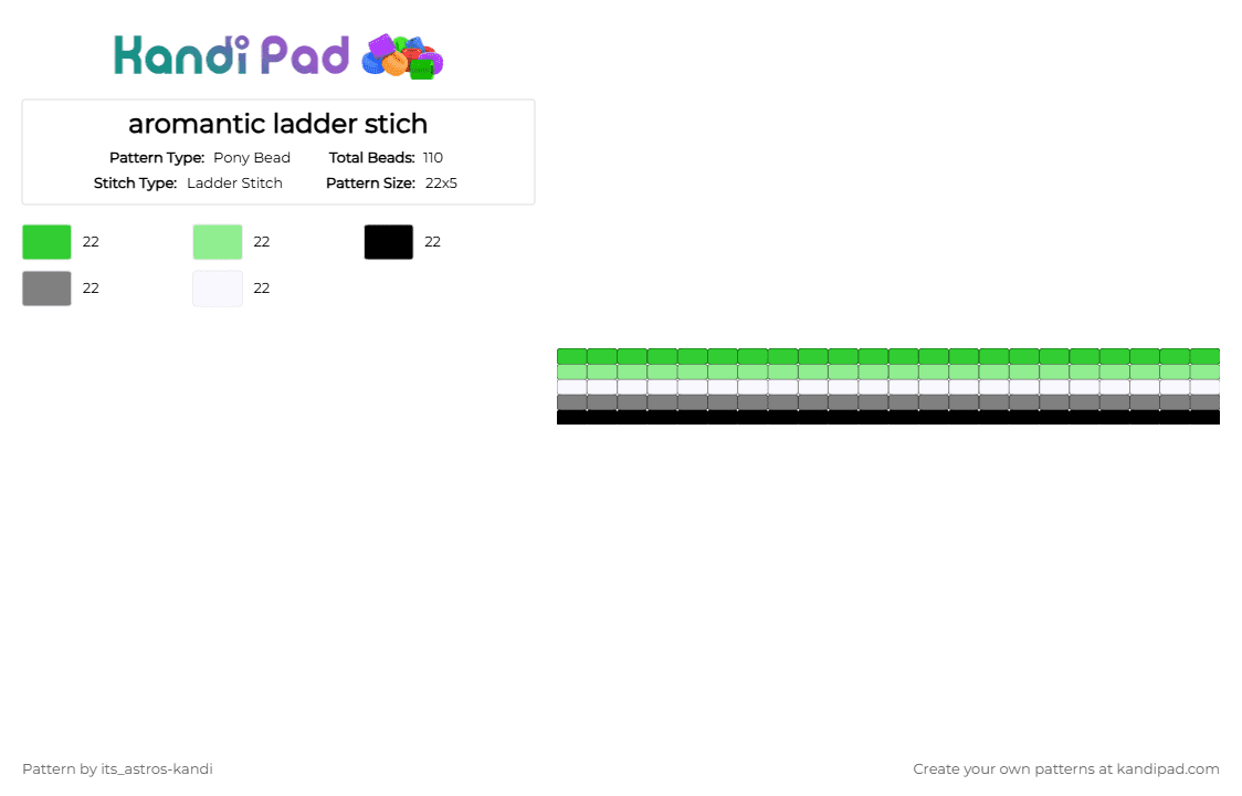 aromantic ladder stich - Pony Bead Pattern by its_astros-kandi on Kandi Pad - green,teal,gray,aromantic,pride