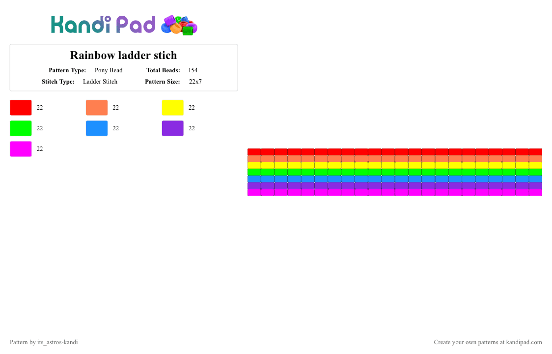 Rainbow ladder stich - Pony Bead Pattern by its_astros-kandi on Kandi Pad - orange,green,purple,colorful,rainbow,pride,colors