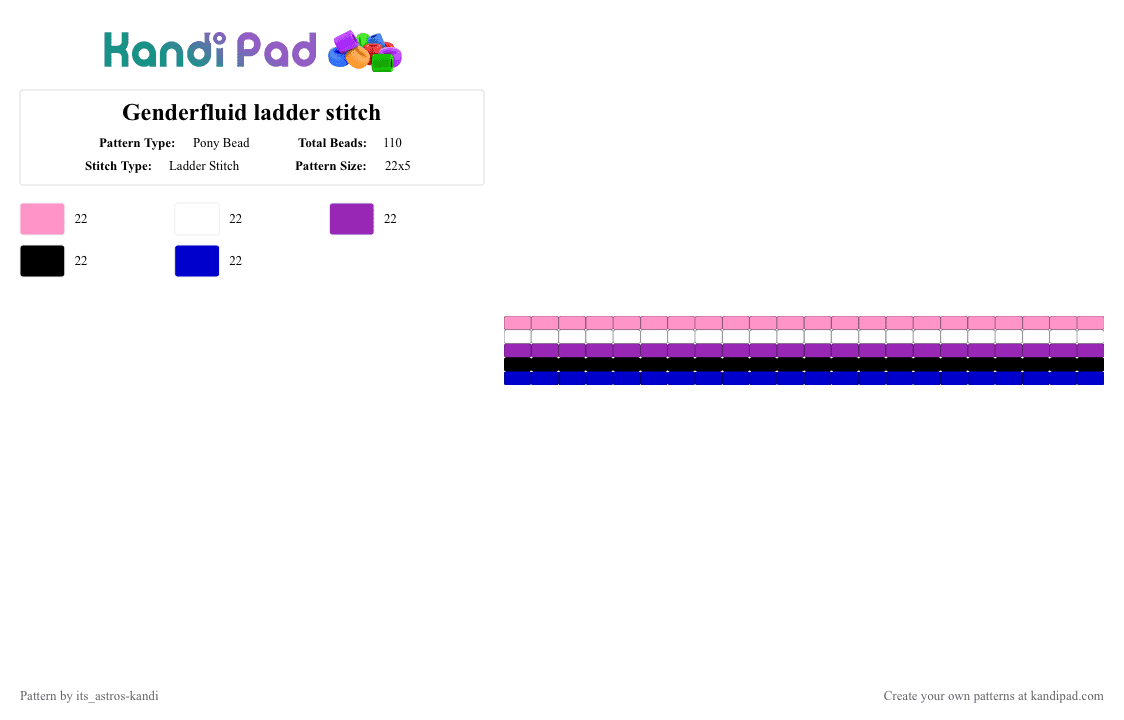Genderfluid ladder stitch - Pony Bead Pattern by its_astros-kandi on Kandi Pad - pink,purple