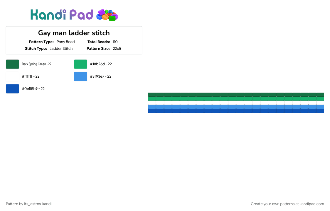 Gay man ladder stitch - Pony Bead Pattern by its_astros-kandi on Kandi Pad - gay, green, men, mlm, pride